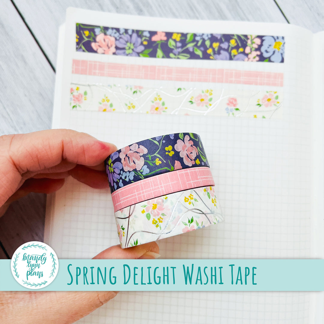 Set of 3 Washi Tape || Spring Delight || Silver Foiled