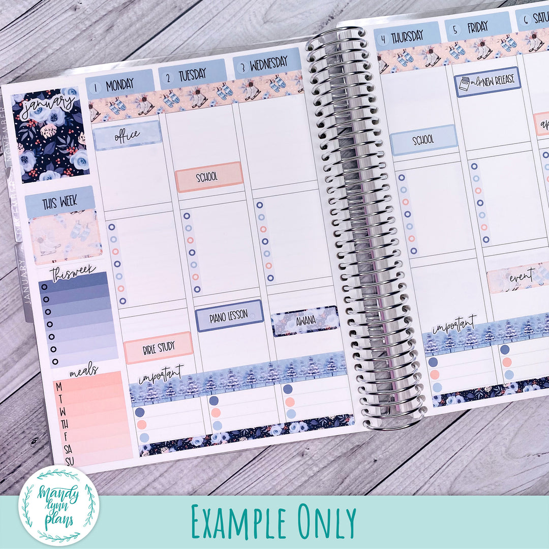 Standard Vertical Weekly Kit || White and Peach Floral || WK-SV-278