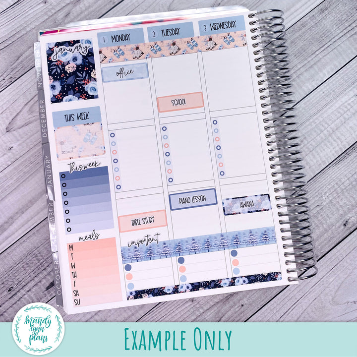 Standard Vertical Weekly Kit || Dusty Blue Floral || WK-SV-263