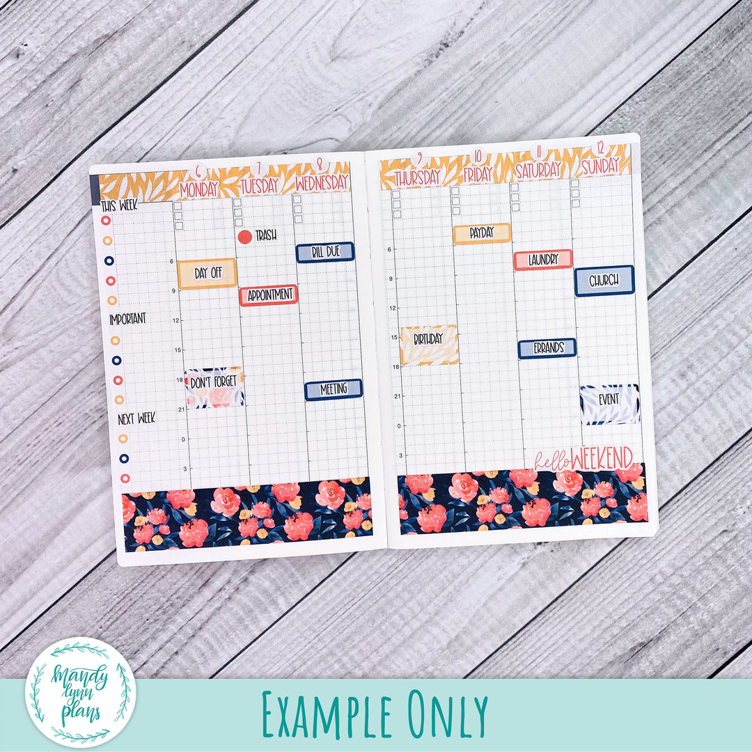 Hobonichi A6 Weekly Kit || White and Peach Floral || WK-A6T-3278