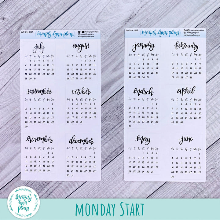 2024-2025 Academic Year Monthly Calendars || Sunday or Monday Start Future Log