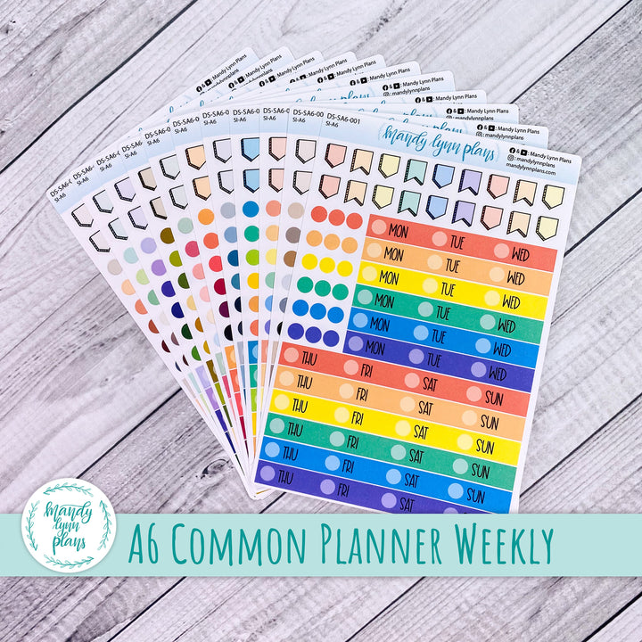 A6 Common Planner Weekly Days and Date Cover Strips