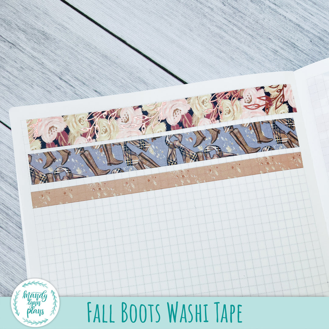 Set of 3 Washi Tape || Fall Boots || Rose Gold Foiled