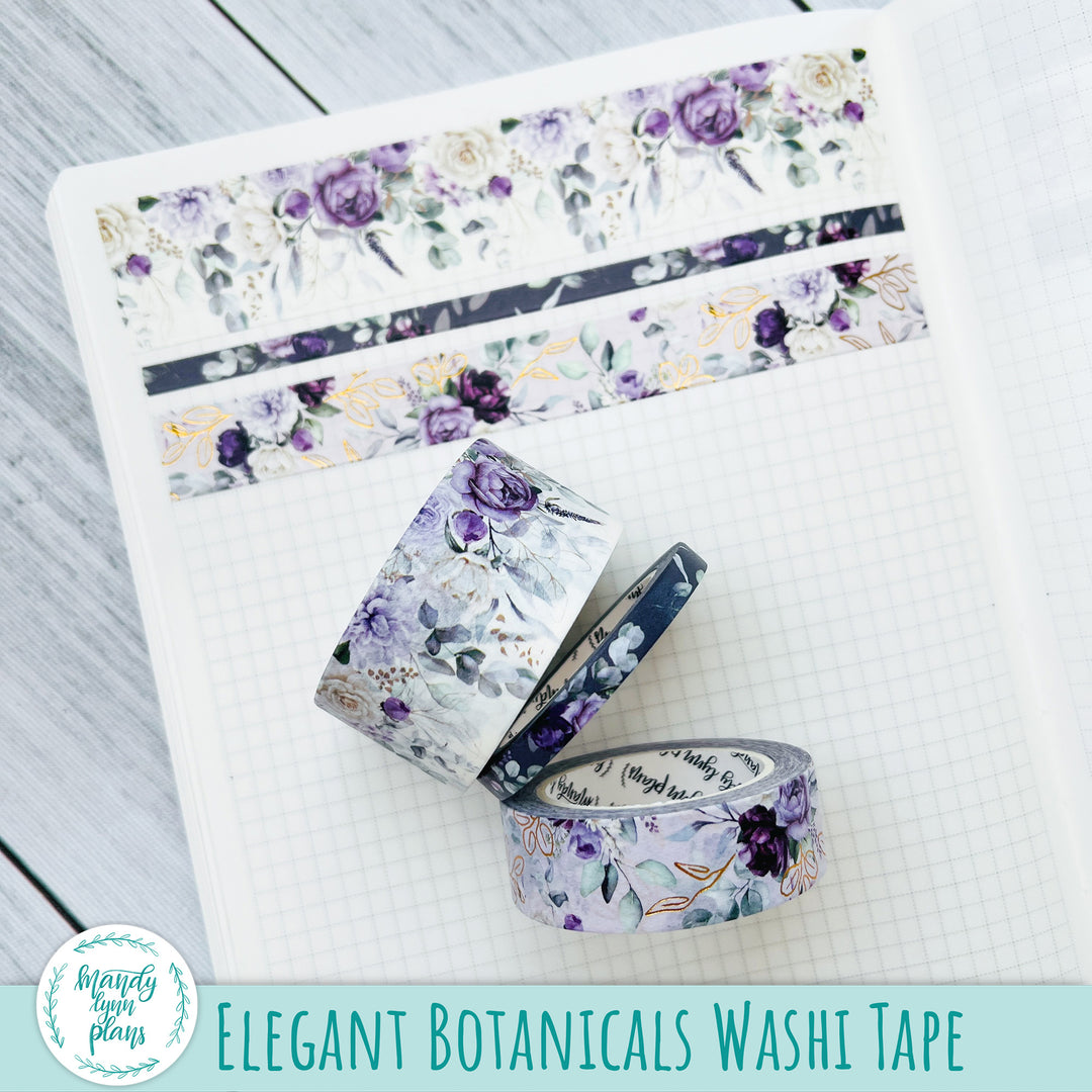 Set of 3 Washi Tape || Elegant Botanicals || Gold Foiled