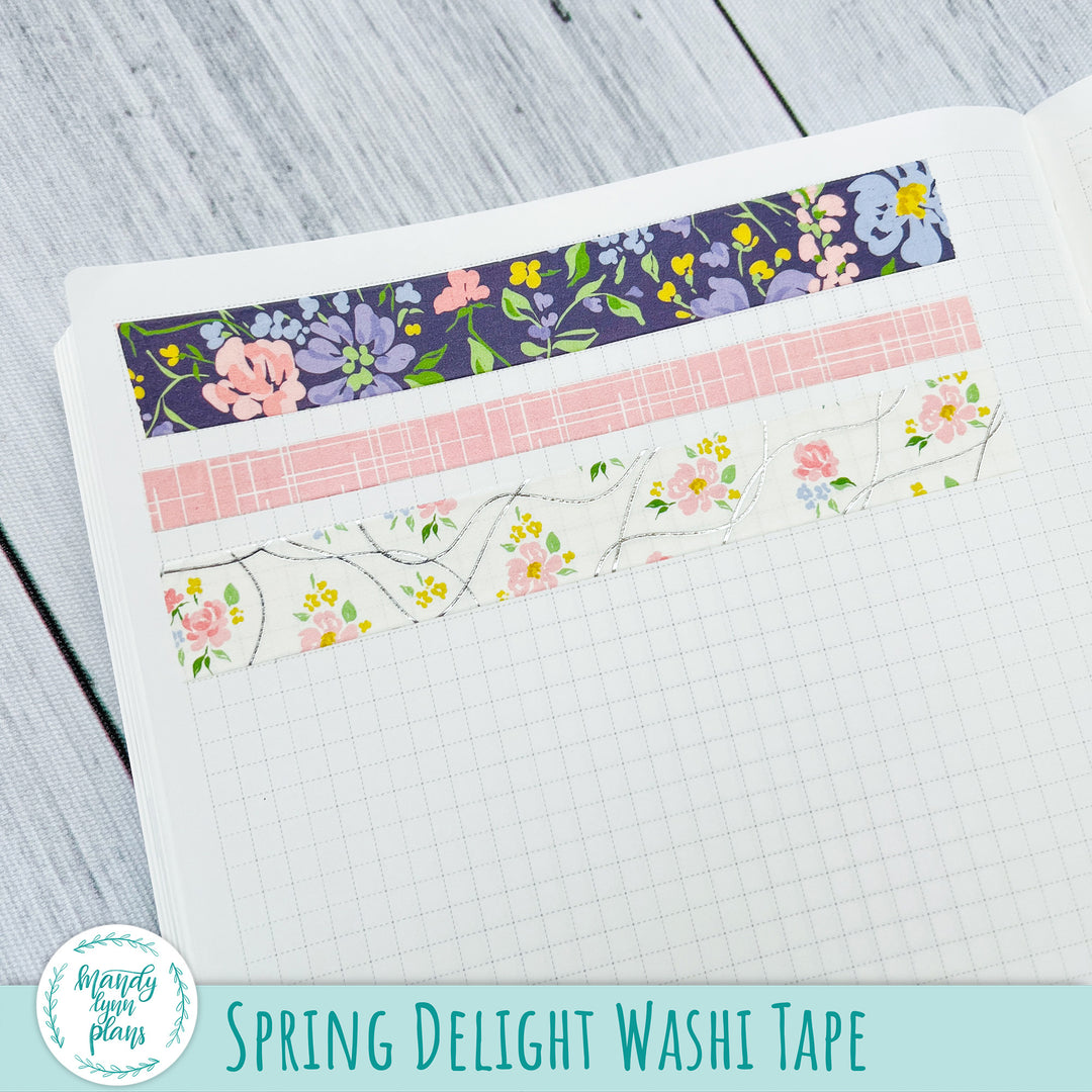 Set of 3 Washi Tape || Spring Delight || Silver Foiled