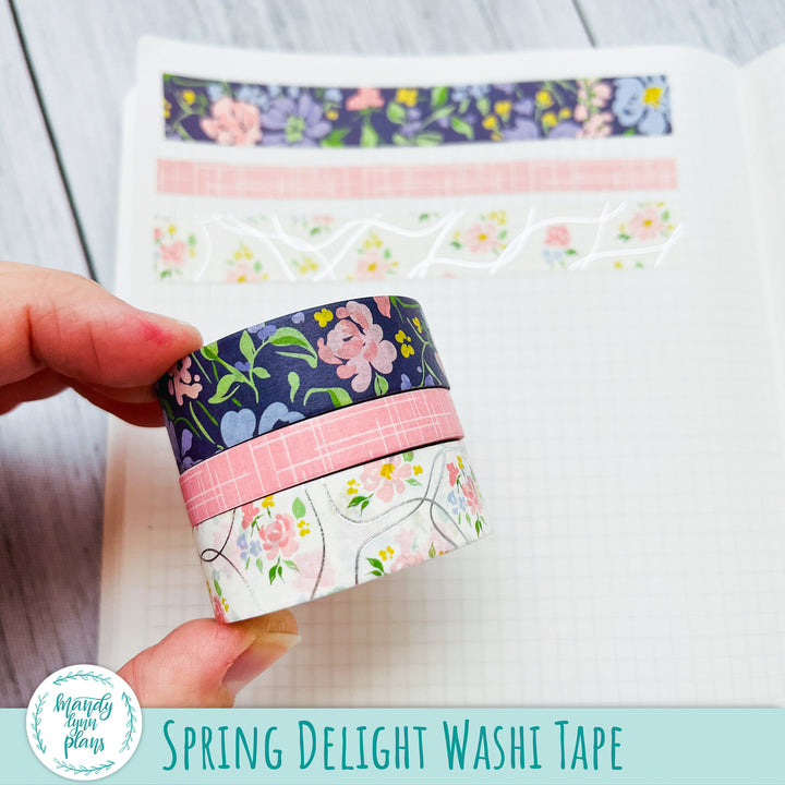 Set of 3 Washi Tape || Spring Delight || Silver Foiled