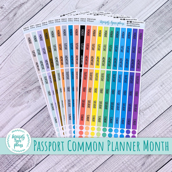 Sunday or Monday Start Passport Common Planner Monthly Day Cover Strips