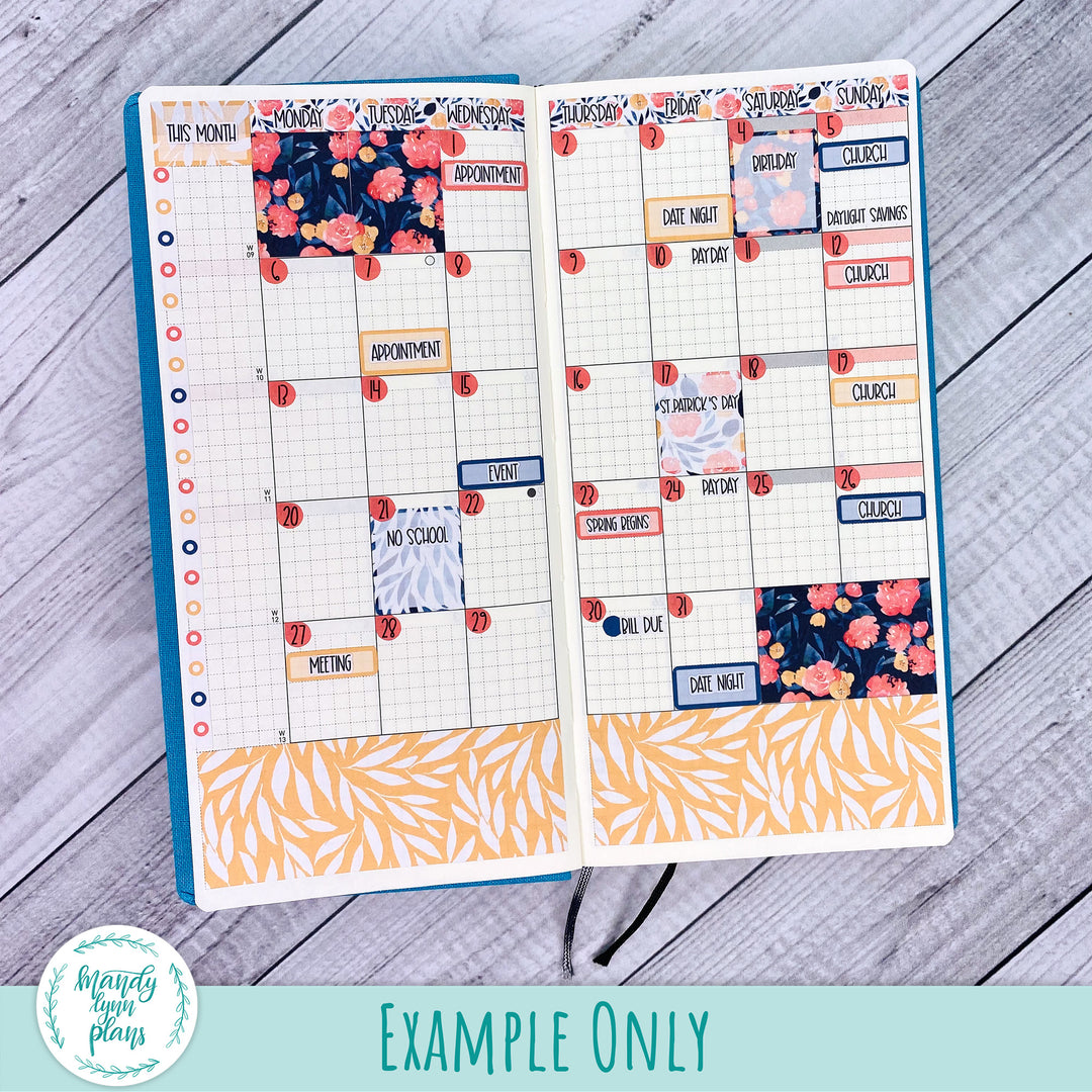 Any Month Hobonichi Weeks Monthly Kit || White and Peach Floral || MK-W-2278