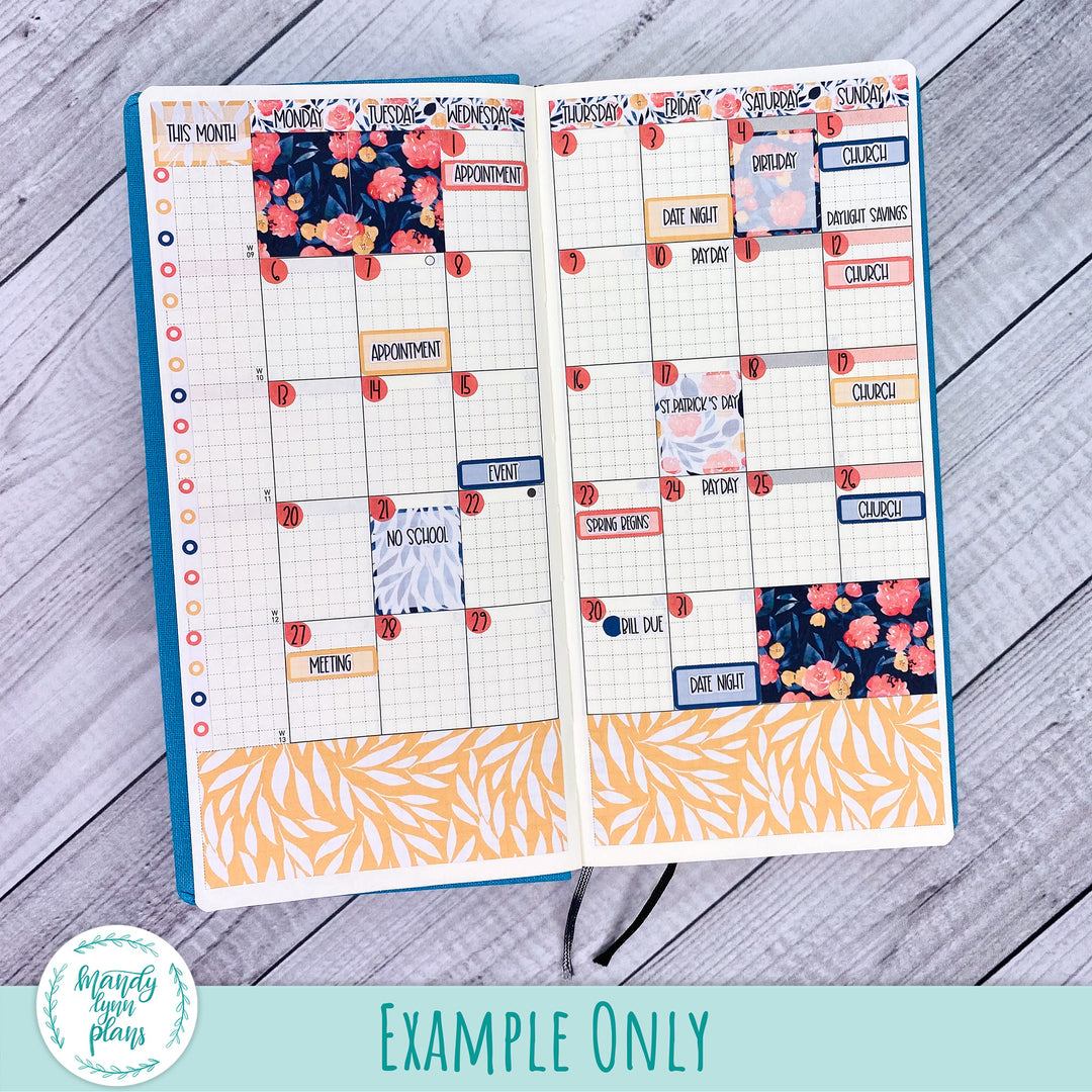 Any Month Hobonichi Weeks Monthly Kit || Peach and Blue Watercolor || MK-W-2258