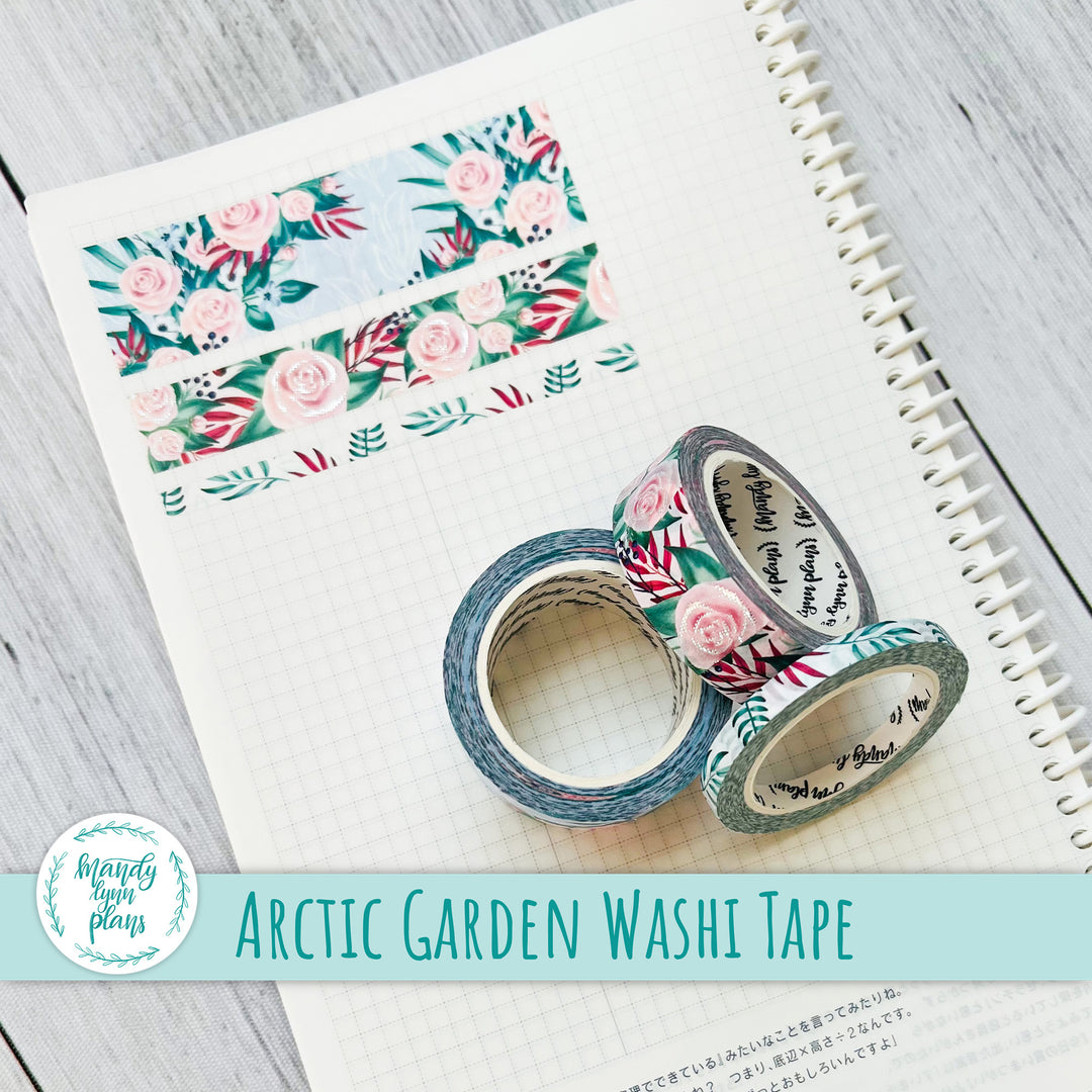 Set of 3 Washi Tape || Arctic Garden || Silver Foiled