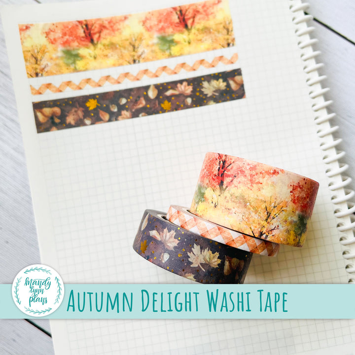 Set of 3 Washi Tape || Autumn Delight || Gold Foiled