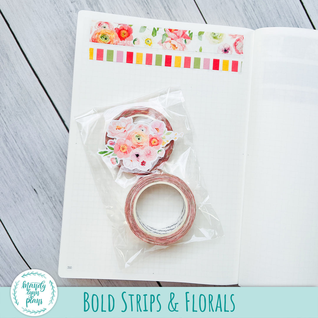 LIMITED TIME! Bold Stripes and Florals Washi Tape Set