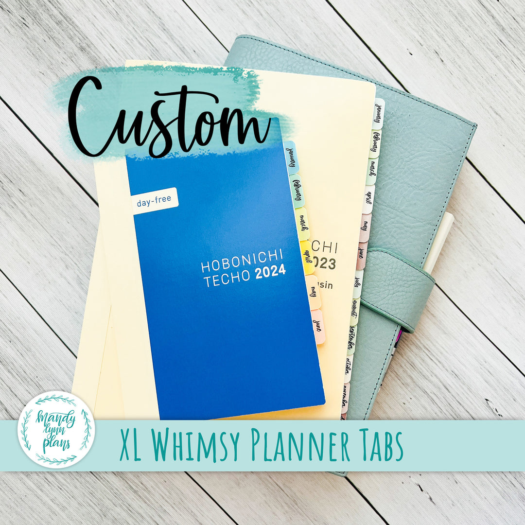 CUSTOM XL Whimsy Watercolor Planner Tabs