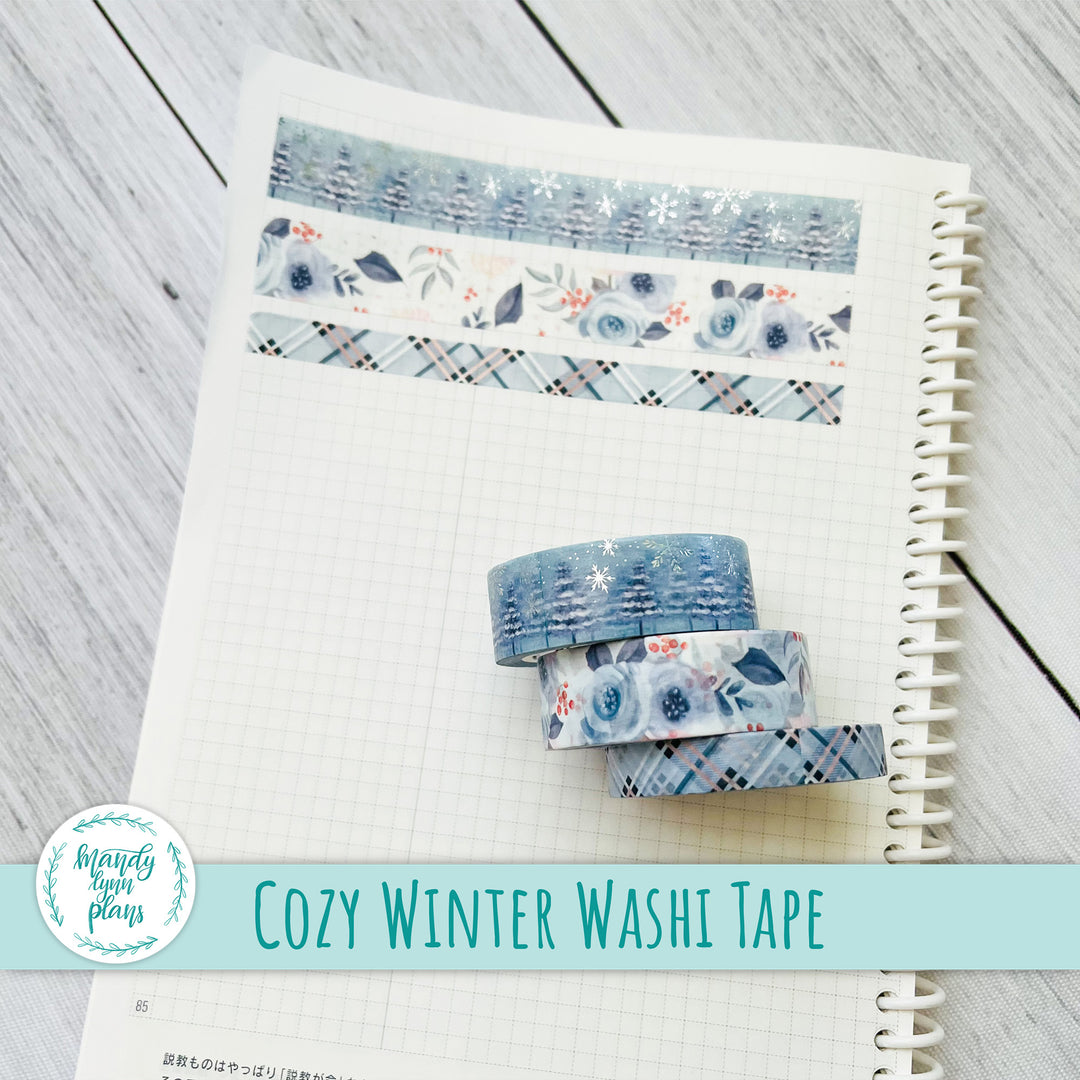 Set of 3 Washi Tape || Cozy Winter || Silver Foiled