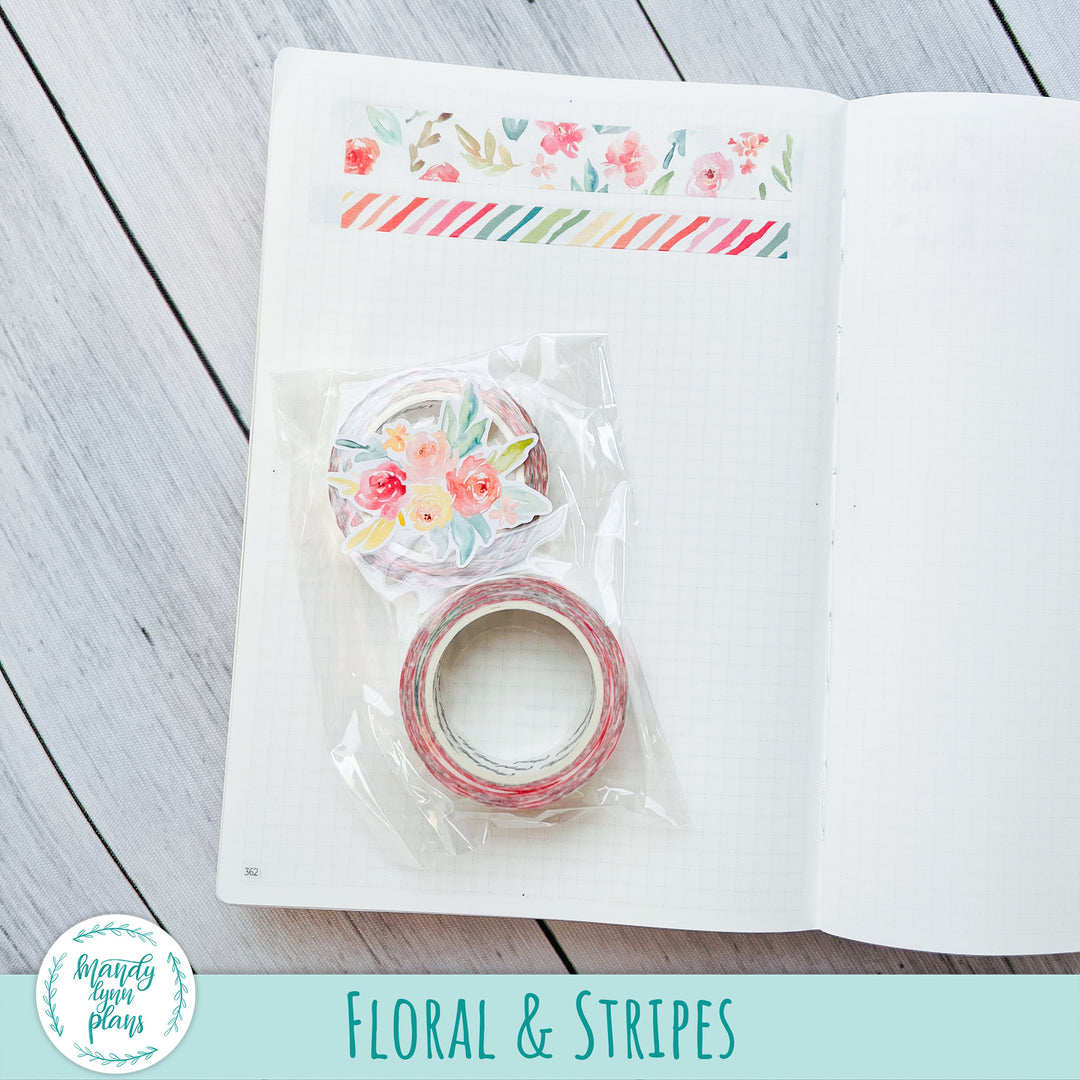 LIMITED TIME! Floral and Stripes Washi Tape Set