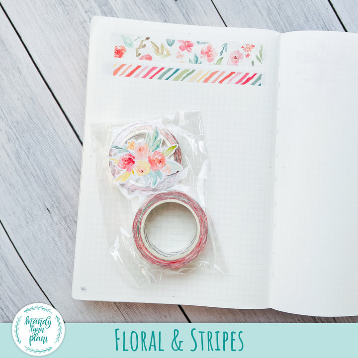 LIMITED TIME! Floral and Stripes Washi Tape Set