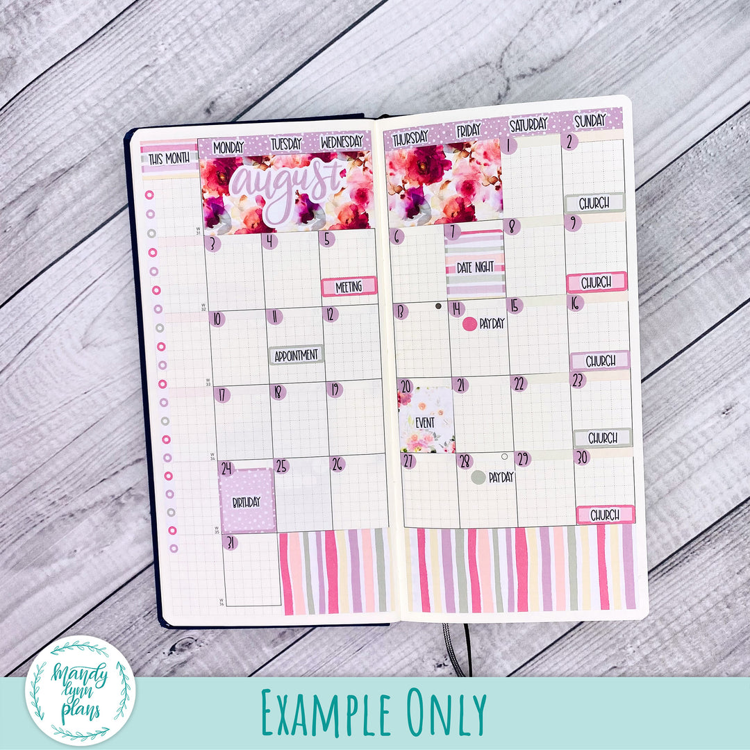 August 2026 or Any Month Monthly Kit || Hobonichi Cousin, Weeks, A6 || Fluttering Florals || 374