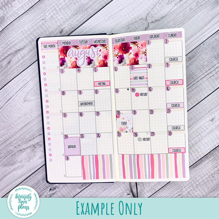 August 2026 or Any Month Monthly Kit || Hobonichi Cousin, Weeks, A6 || Fluttering Florals || 374