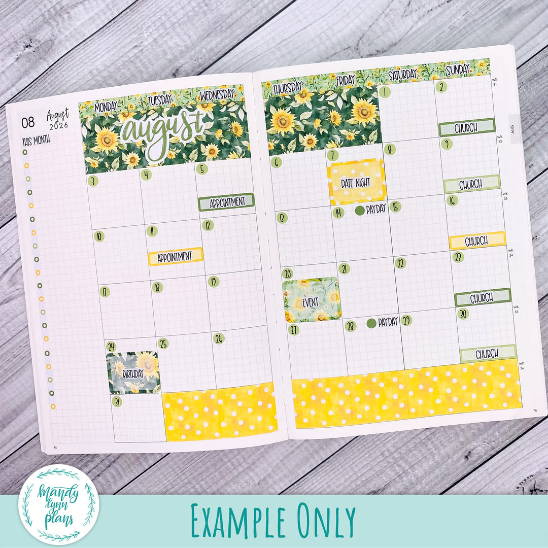August 2026 or Any Month Monthly Kit || A5, B6, A6 Plans by Just Scribble || Fluttering Florals || 374