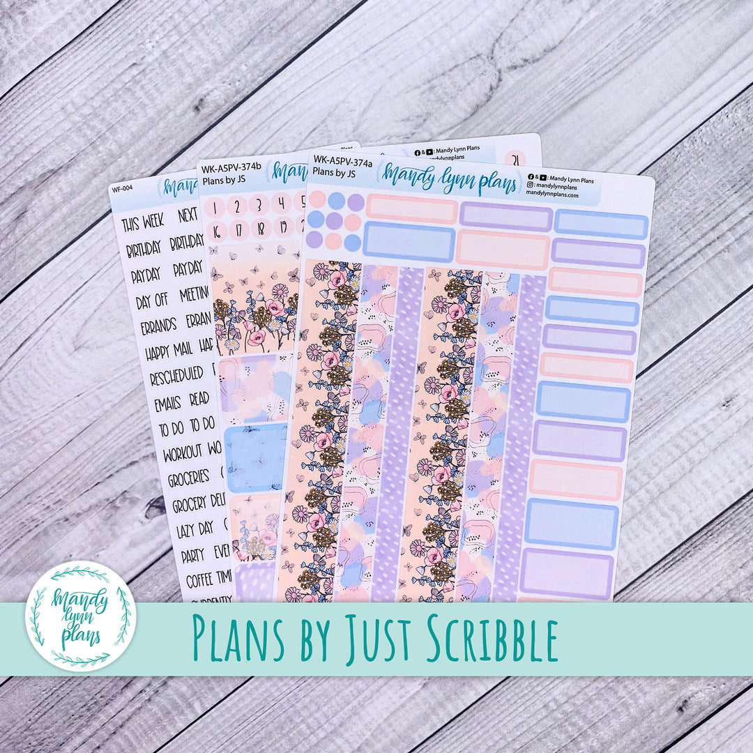 Weekly Kit || A5, B6, A6 Plans by Just Scribble || Fluttering Florals || 374