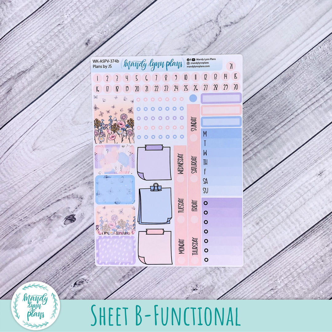 Weekly Kit || A5, B6, A6 Plans by Just Scribble || Fluttering Florals || 374