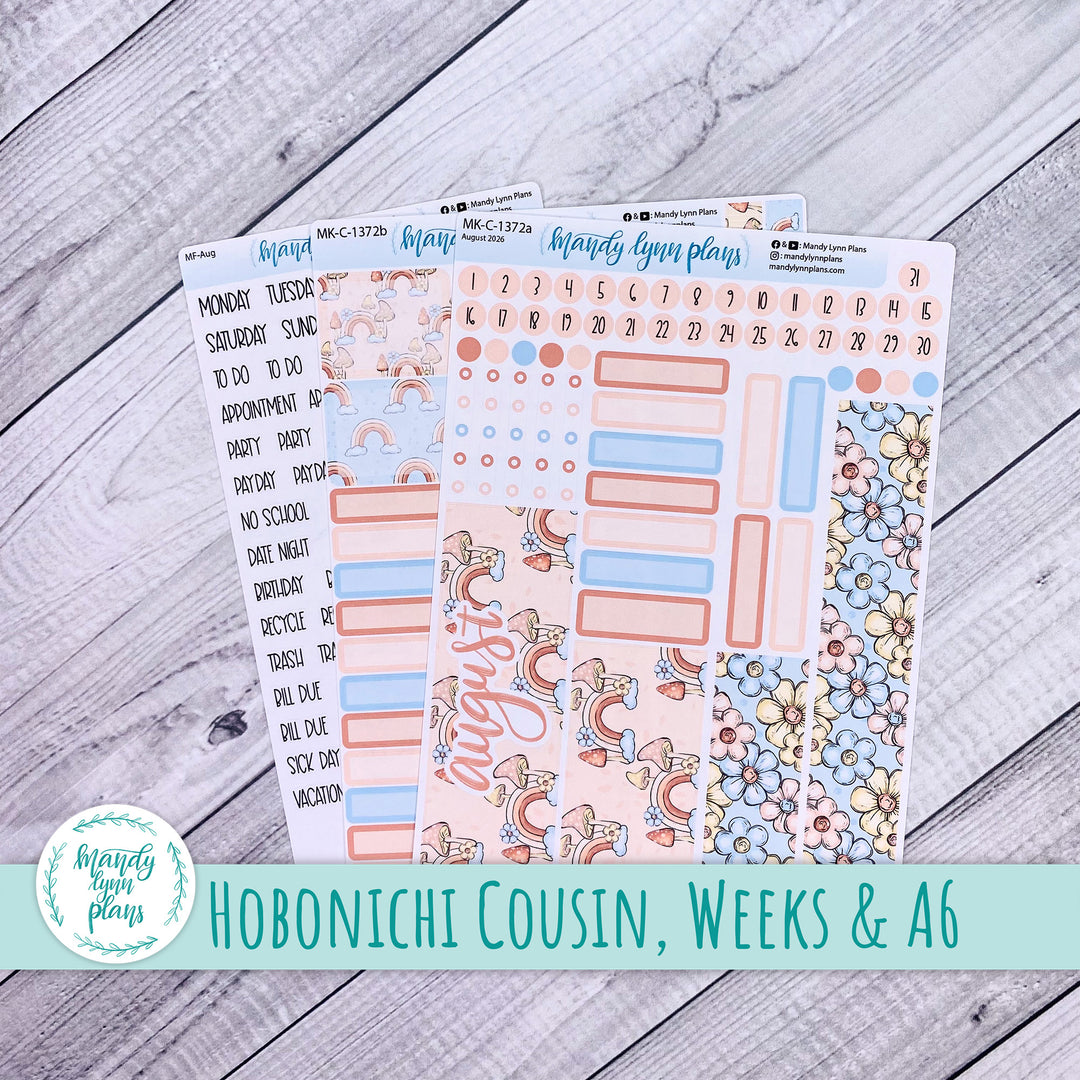 August 2026 or Any Month Monthly Kit || Hobonichi Cousin, Weeks, A6 || Whimsical Garden || 372