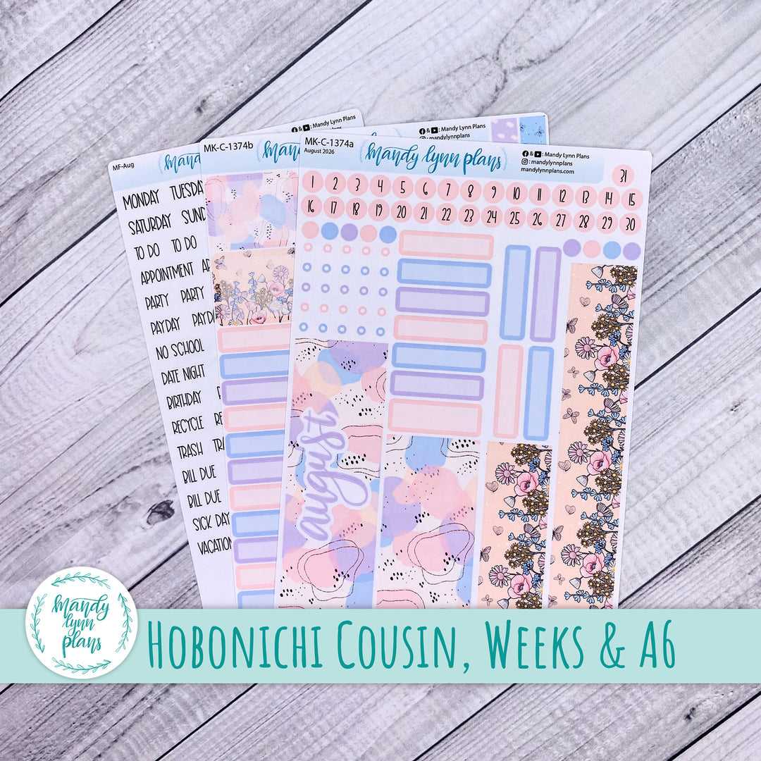 August 2026 or Any Month Monthly Kit || Hobonichi Cousin, Weeks, A6 || Fluttering Florals || 374
