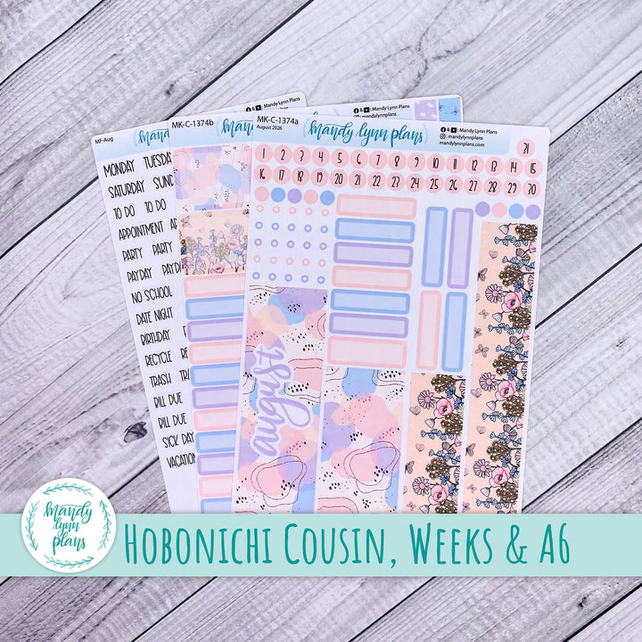 August 2026 or Any Month Monthly Kit || Hobonichi Cousin, Weeks, A6 || Fluttering Florals || 374