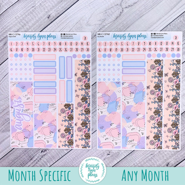 August 2026 or Any Month Monthly Kit || Hobonichi Cousin, Weeks, A6 || Fluttering Florals || 374