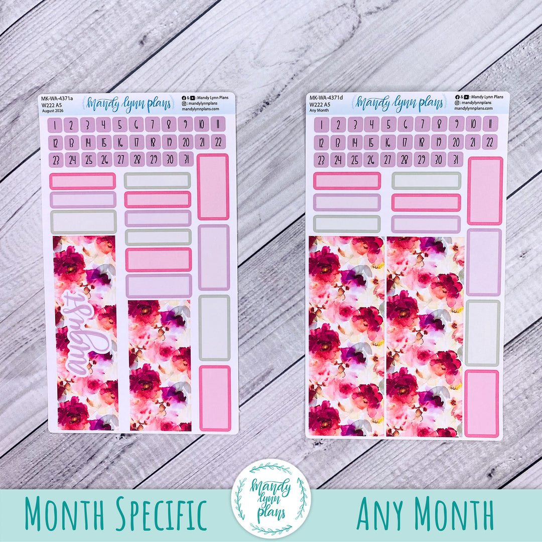 August 2026 or Any Month Monthly Kit || Wonderland 222 A5, B6, A6 || Vibrant Verbena || 371