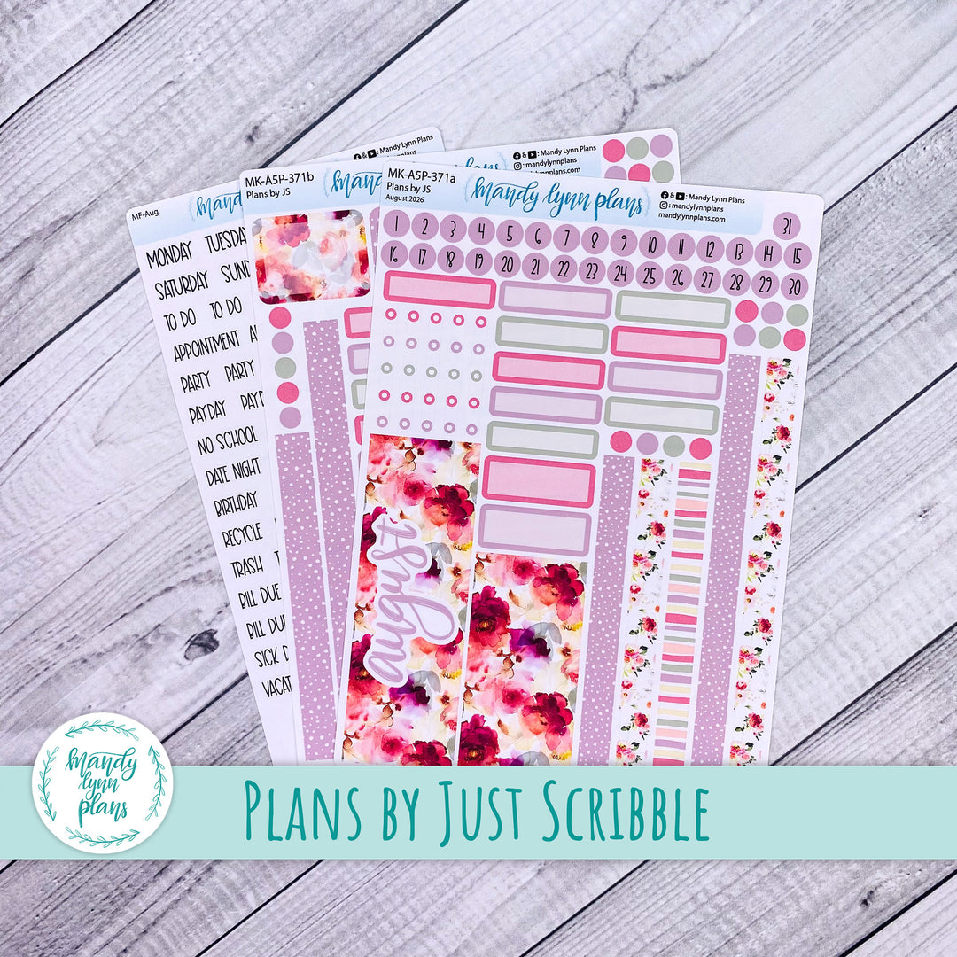 August 2026 or Any Month Monthly Kit || A5, B6, A6 Plans by Just Scribble || Vibrant Verbena || 371
