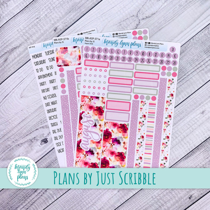 August 2026 or Any Month Monthly Kit || A5, B6, A6 Plans by Just Scribble || Vibrant Verbena || 371