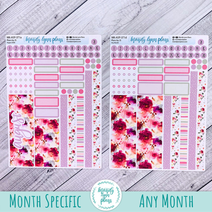 August 2026 or Any Month Monthly Kit || A5, B6, A6 Plans by Just Scribble || Vibrant Verbena || 371