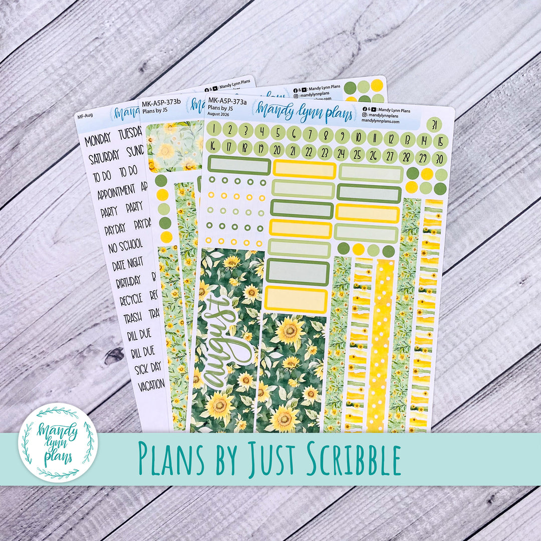 August 2026 or Any Month Monthly Kit || A5, B6, A6 Plans by Just Scribble || Sunny Days || 373