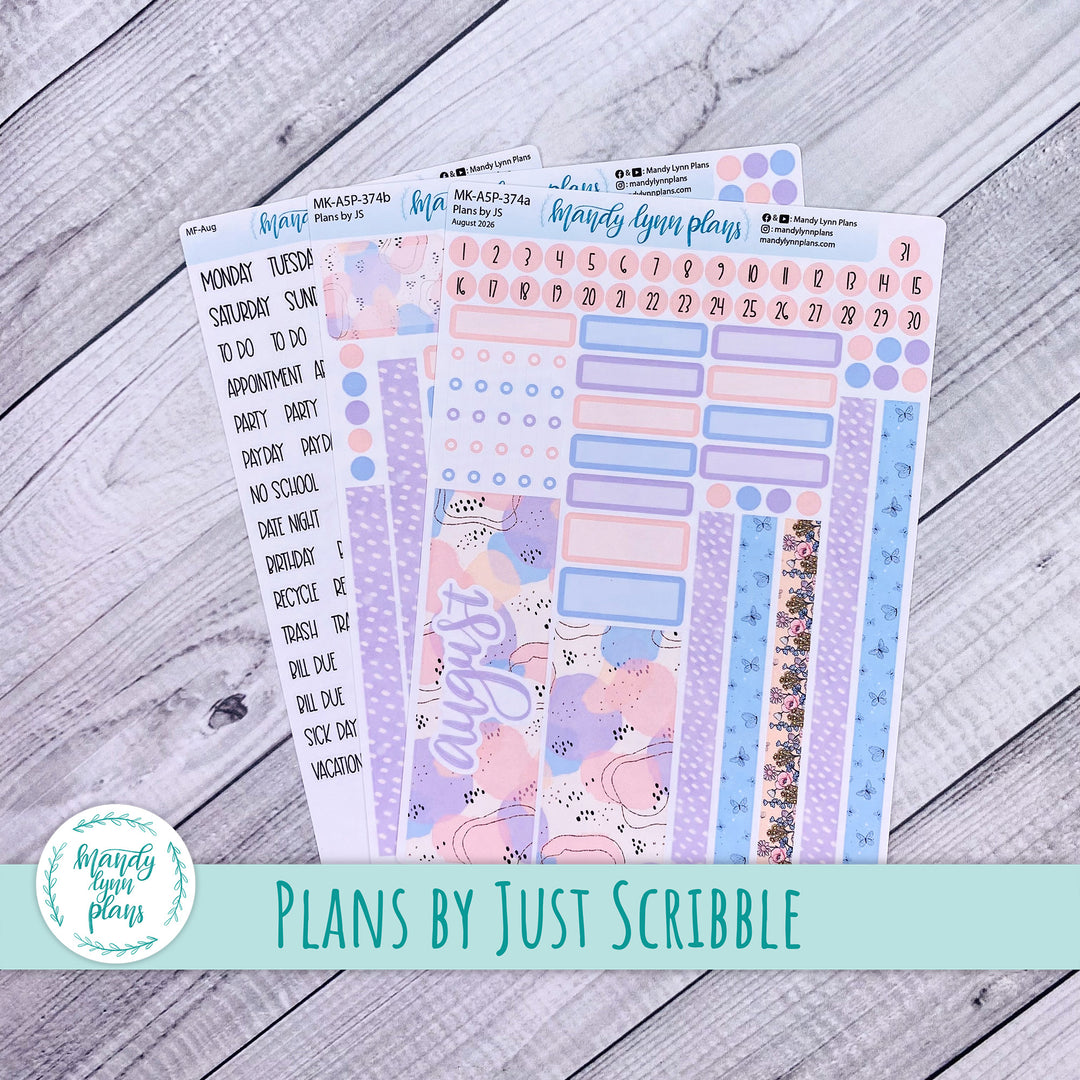 August 2026 or Any Month Monthly Kit || A5, B6, A6 Plans by Just Scribble || Fluttering Florals || 374