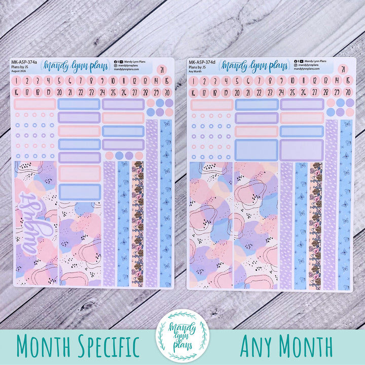 August 2026 or Any Month Monthly Kit || A5, B6, A6 Plans by Just Scribble || Fluttering Florals || 374