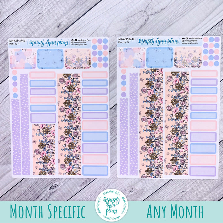 August 2026 or Any Month Monthly Kit || A5, B6, A6 Plans by Just Scribble || Fluttering Florals || 374