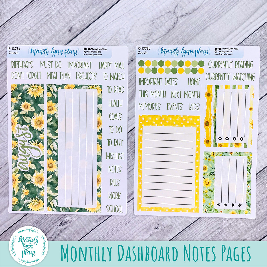 August Dashboard Kit || Hobonichi, Common Planner, Wonderland 222, Plans by Just Scribble || Sunny Days || 373