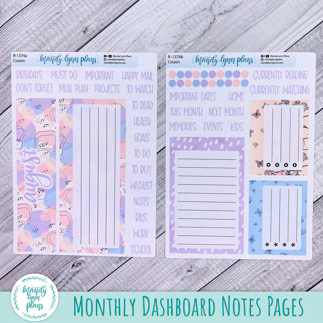 August Dashboard Kit || Hobonichi, Common Planner, Wonderland 222, Plans by Just Scribble || Fluttering Florals || 374