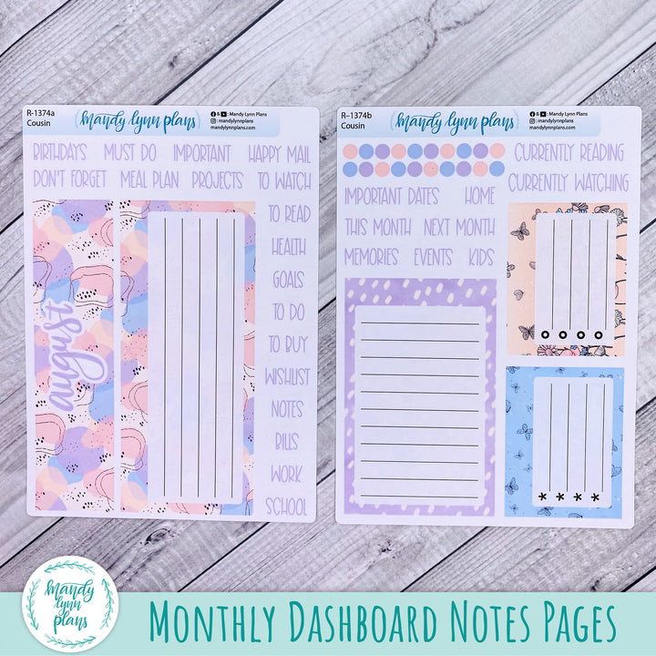 August Dashboard Kit || Hobonichi, Common Planner, Wonderland 222, Plans by Just Scribble || Fluttering Florals || 374