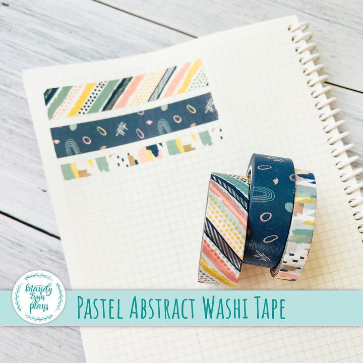 Set of 3 Washi Tape || Pastel Abstract || Silver Foiled