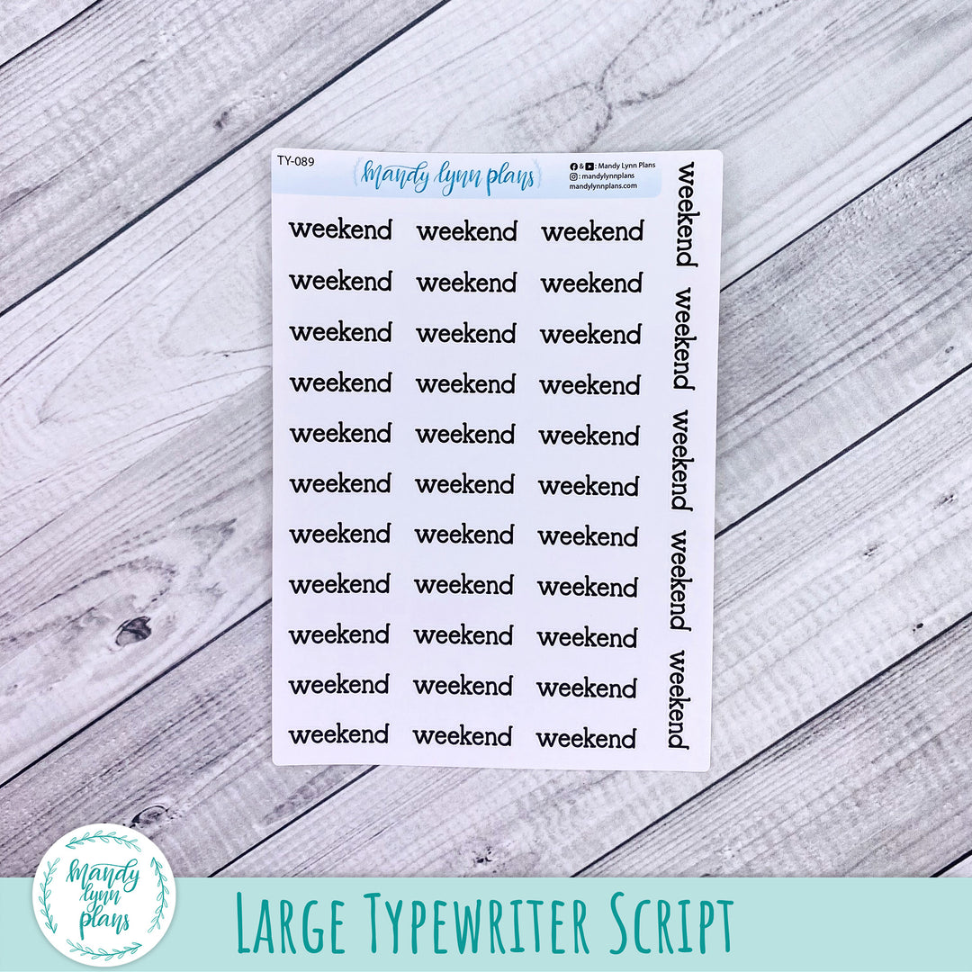 Weekend Scripts || 089