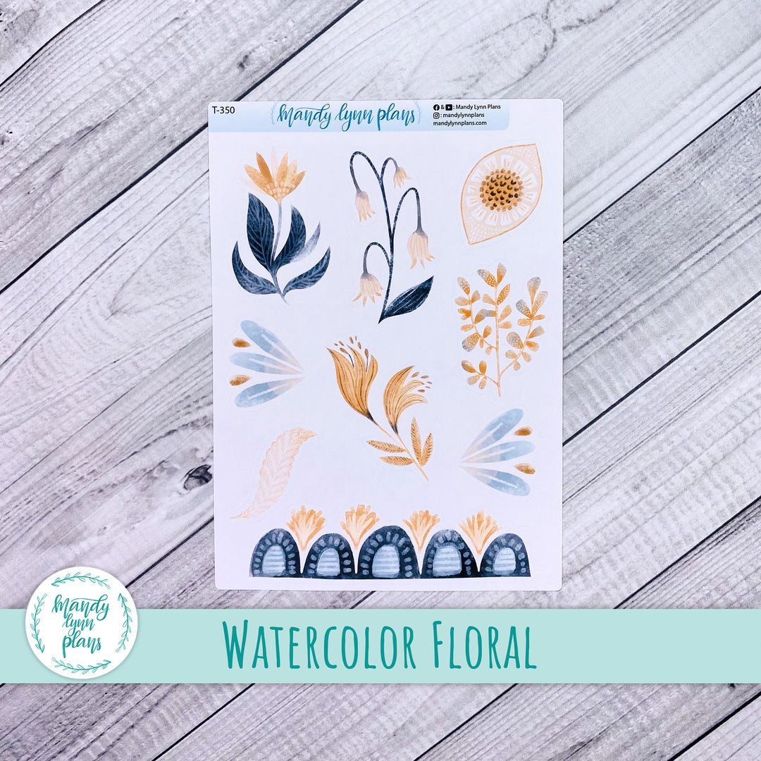 Watercolor Floral Large Deco || T-350