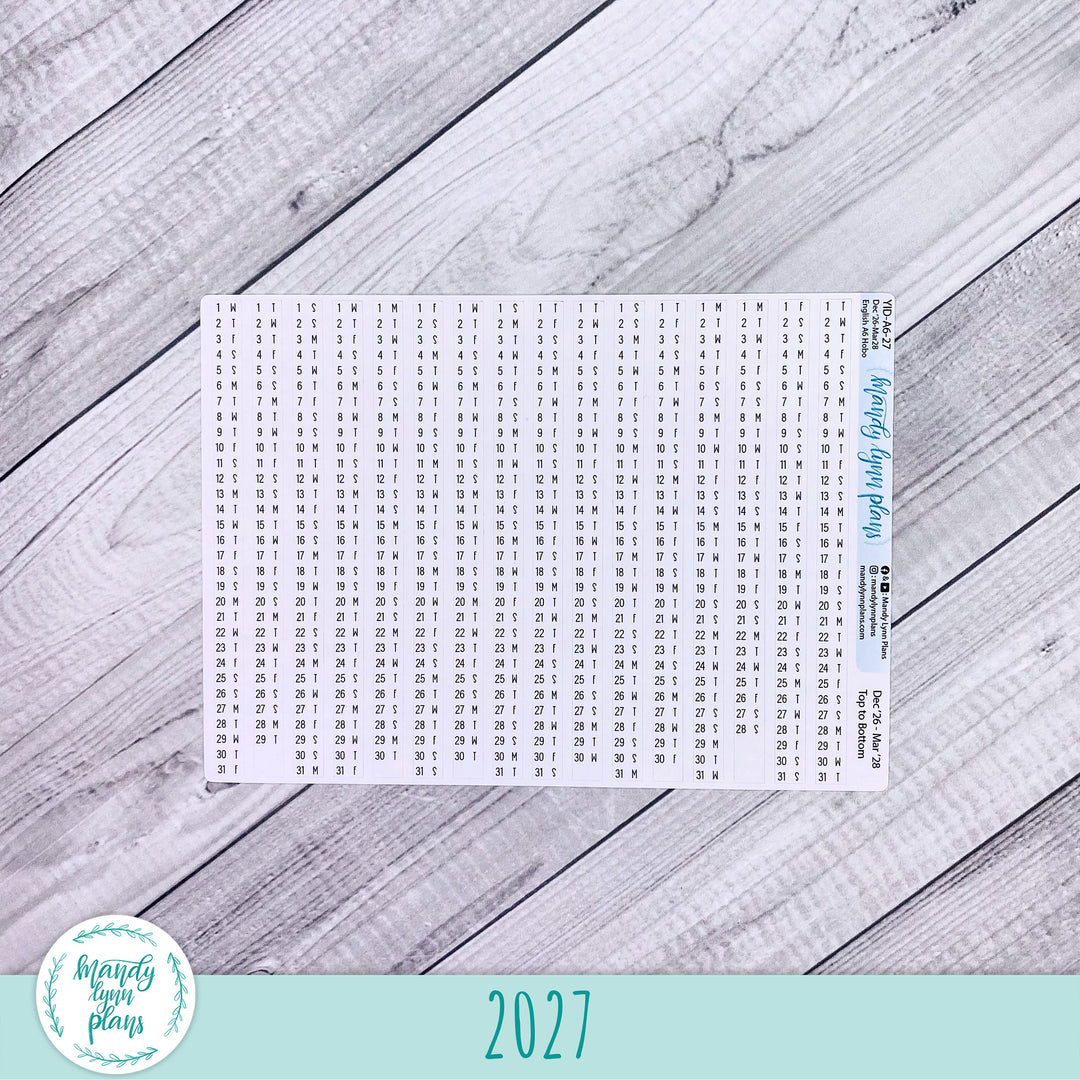 Yearly Index Number Day and Date Scripts || Hobonichi A6 English Planner