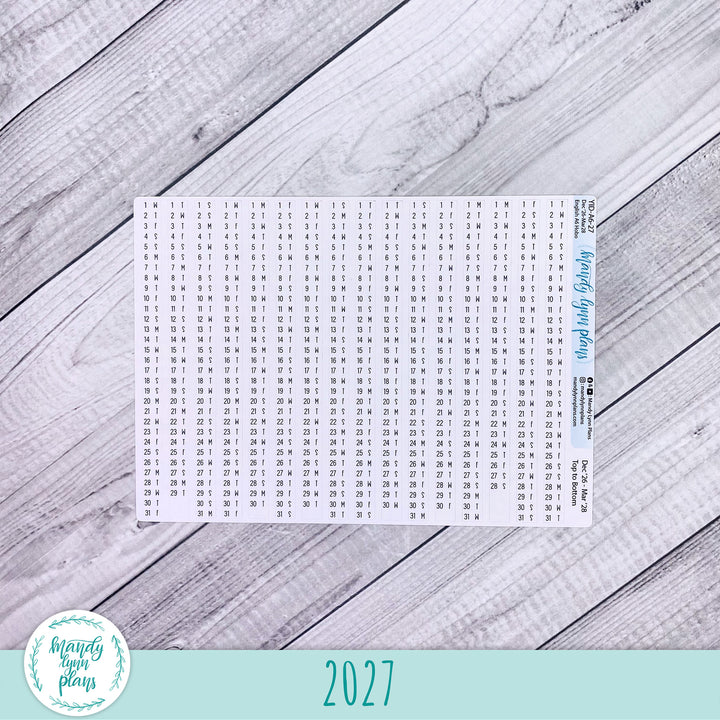 Yearly Index Number Day and Date Scripts || Hobonichi A6 English Planner