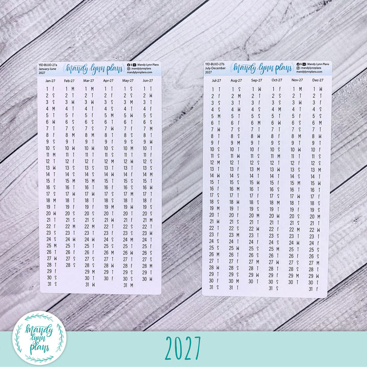 Yearly Index Number Day and Date Scripts || Bullet Journal 5.0mm Grid