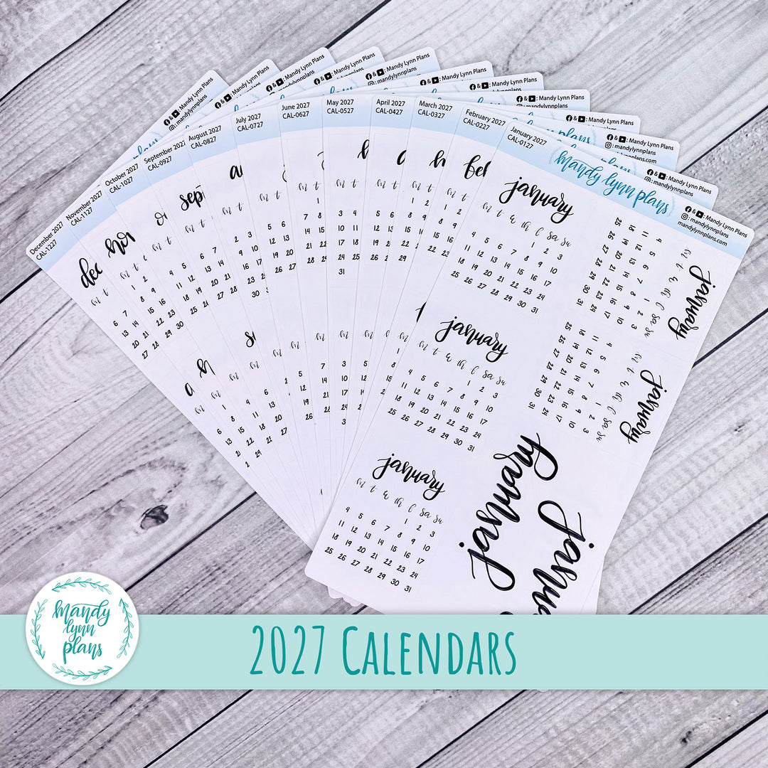 2027 Monthly Calendars || Monday Start