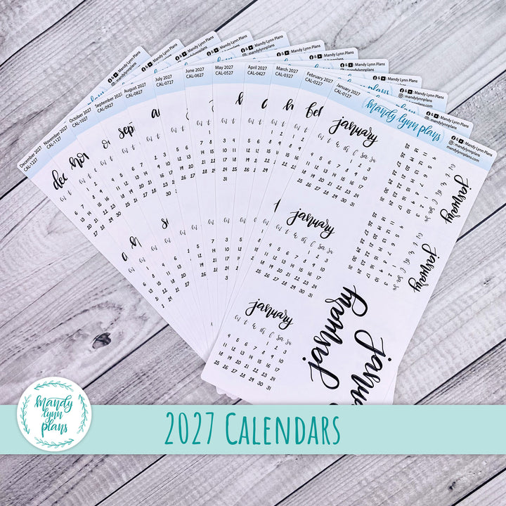 2027 Monthly Calendars || Monday Start