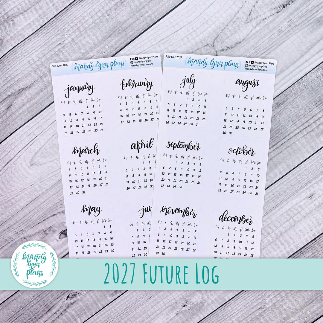 2027 Monthly Calendars || Sunday or Monday Start Future Log