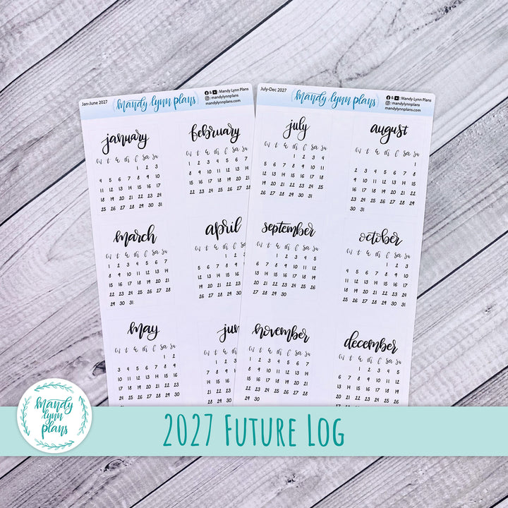 2027 Monthly Calendars || Sunday or Monday Start Future Log
